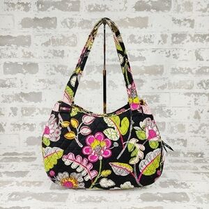 Retired Vera Bradley  In Moon Blooms Pattern Quilted Handbag Purse Tote 1053